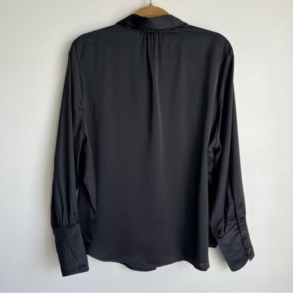 Joie Satin Button Down Blouse in Black - XL - Picture 3 of 8